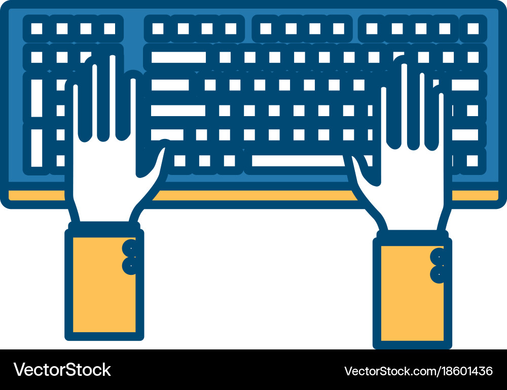 Hands in keyboard vector image