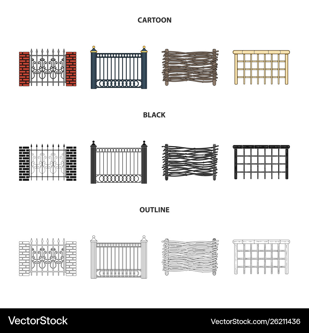 Isolated object gate and fence symbol set Vector Image
