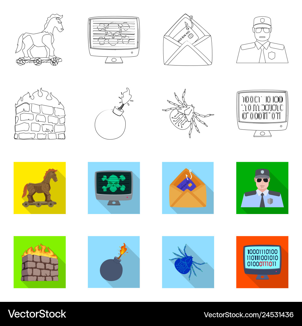 Isolated object of virus and secure sign set Isolated object of virus and secure sign set vector image