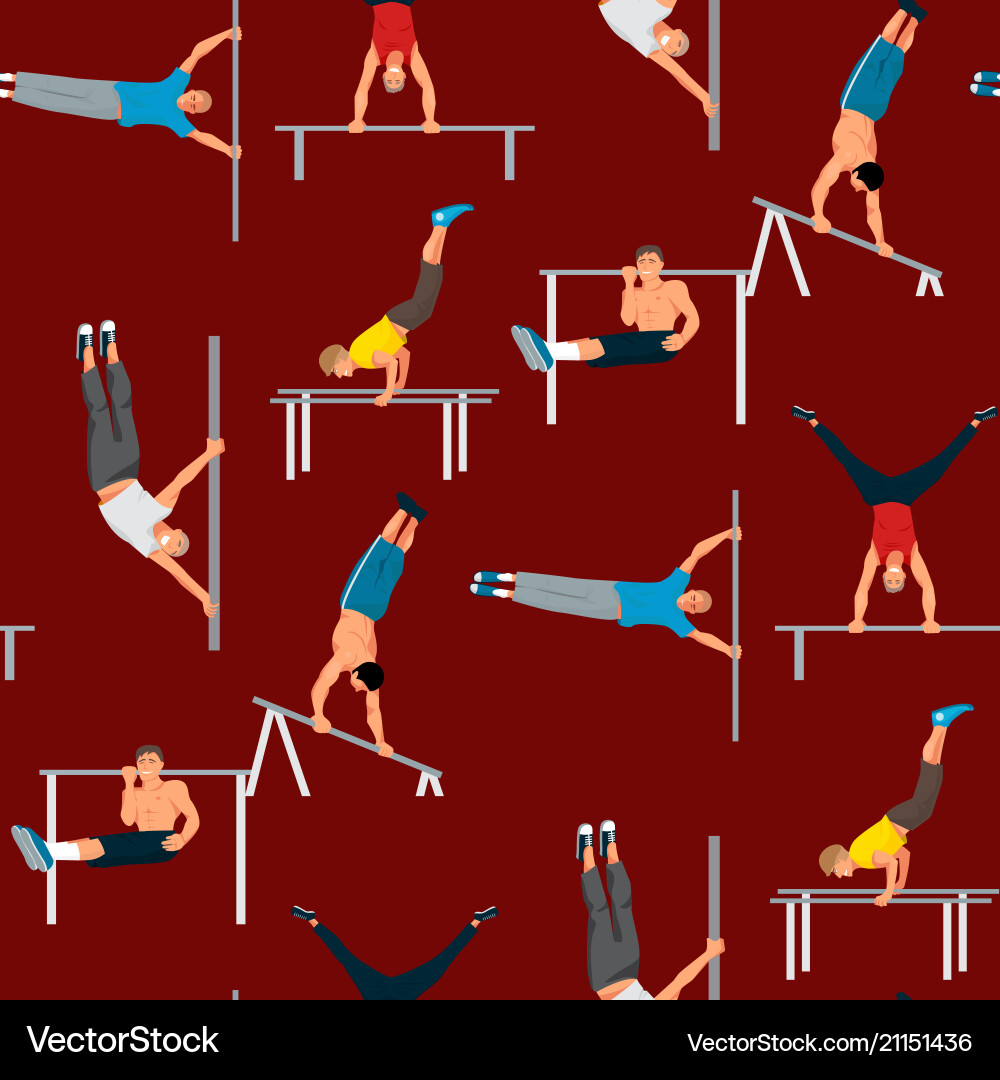 Man Performing Chin-Up on Bar Vector Image
