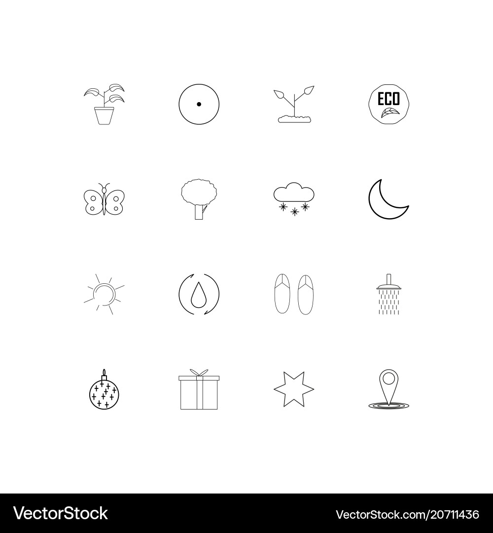 Nature simple linear icons set outlined Vector Image