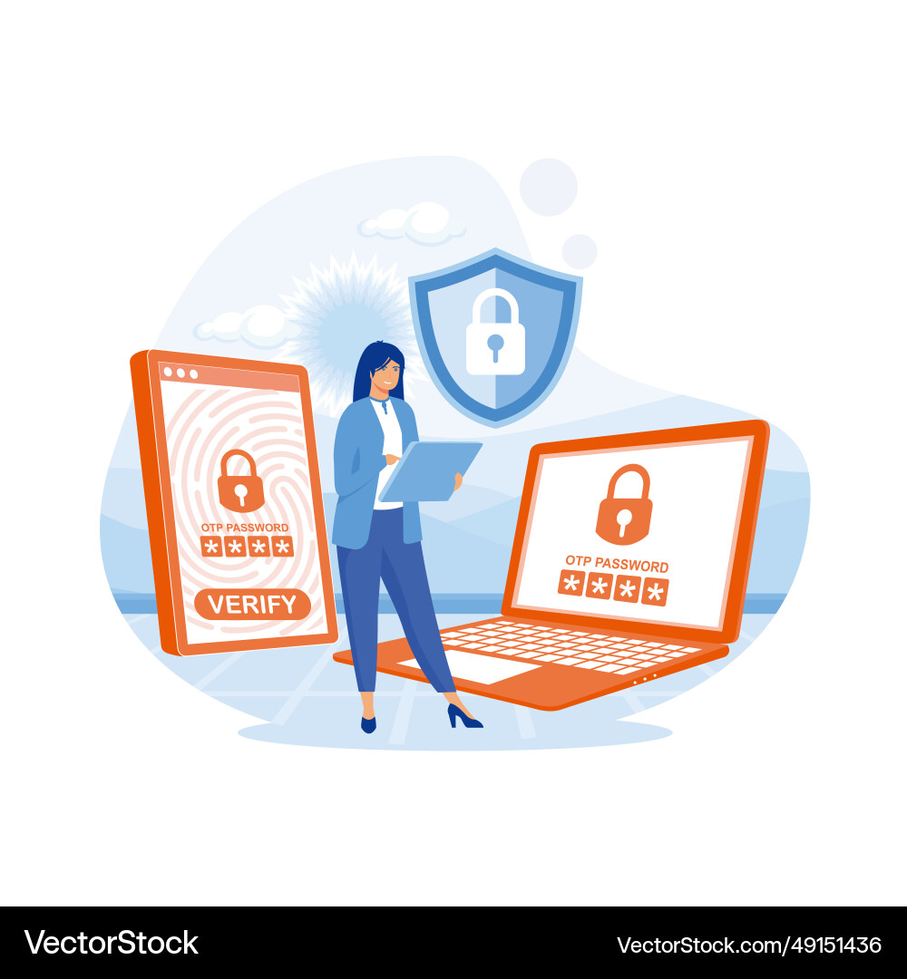 Otp one-time password for secure transaction Otp one-time password for secure transaction vector image