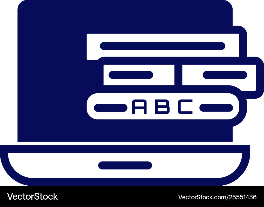 Outline education icon- book and laptop simple Vector Image