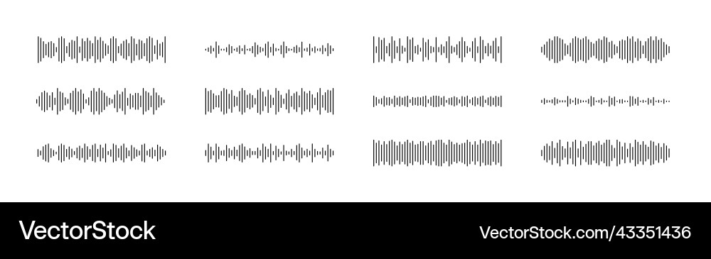 Podcast sound waves set waveform pattern Vector Image