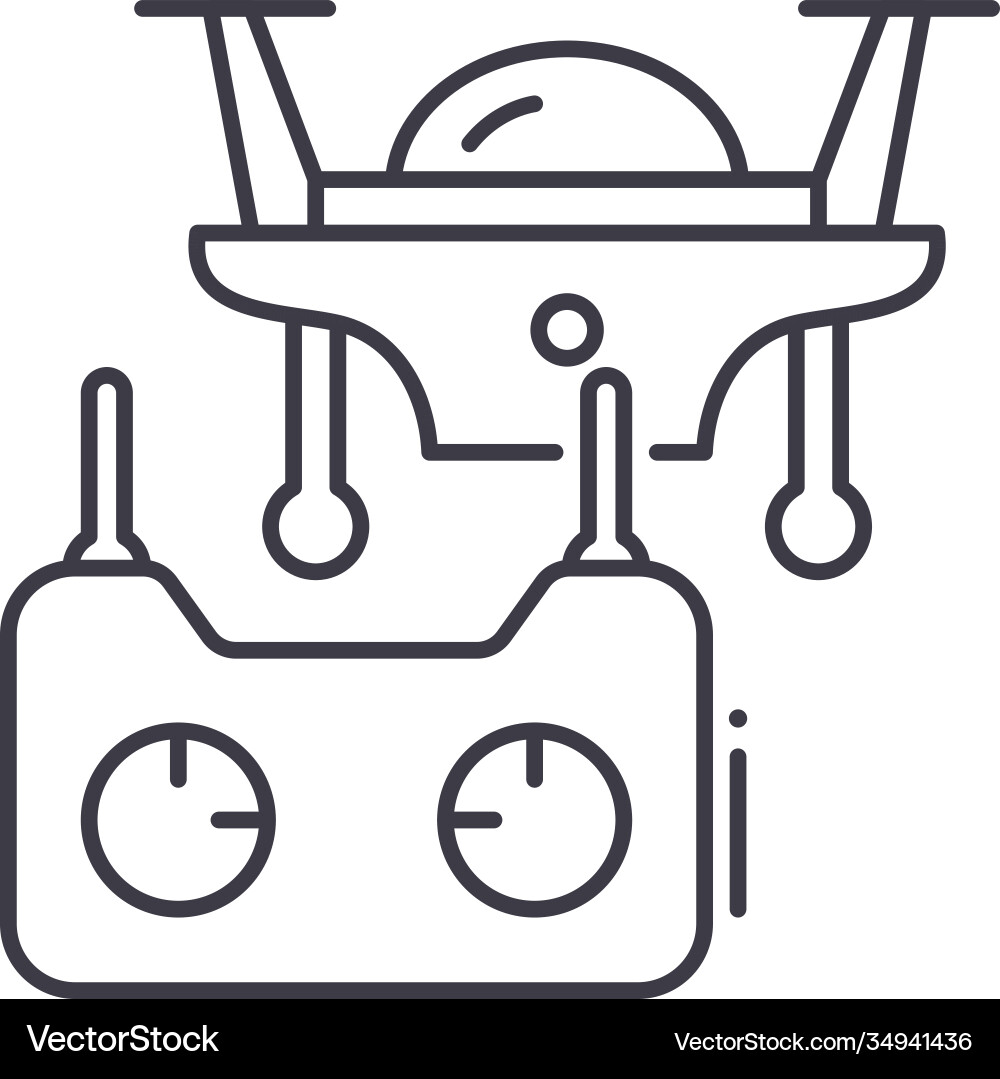 Remote controlled drone icon linear isolated Remote controlled drone icon linear isolated vector image