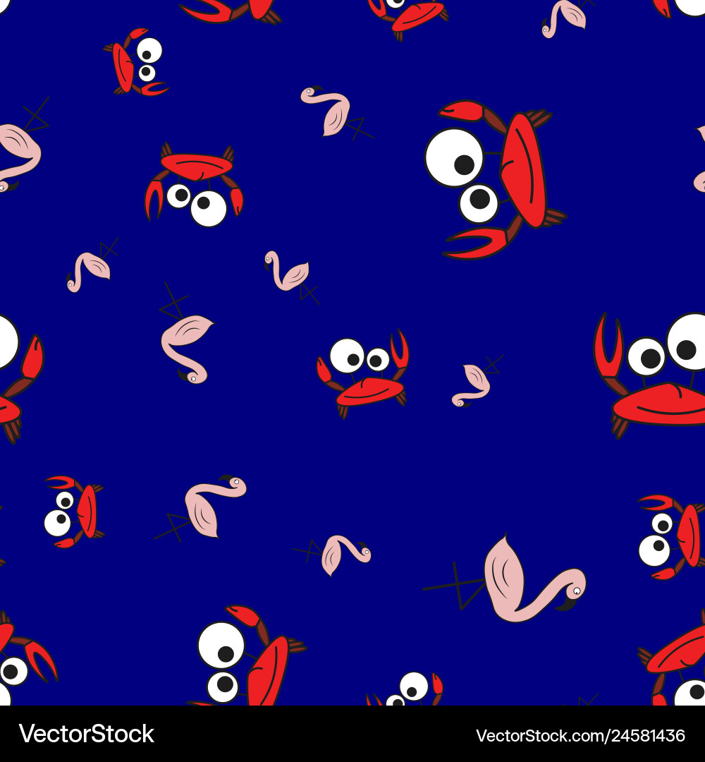 Seamless pattern of crabs and flamingos Seamless pattern of crabs and flamingos vector image