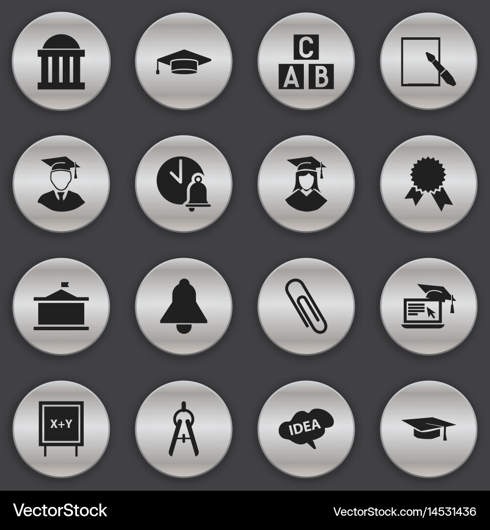 Set of 16 editable university icons includes vector image