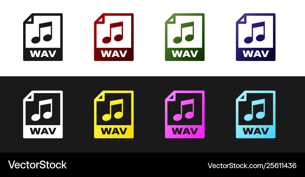 Set wav file document icon download button Vector Image