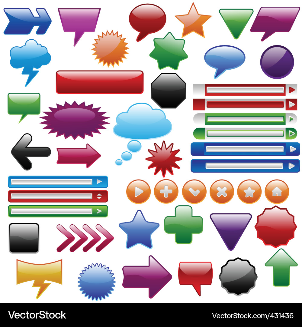 Shiny Web Elements Collection vector image