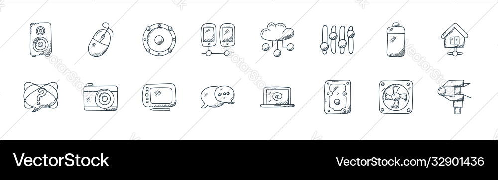 Technology line icons linear set quality Technology line icons linear set quality vector image
