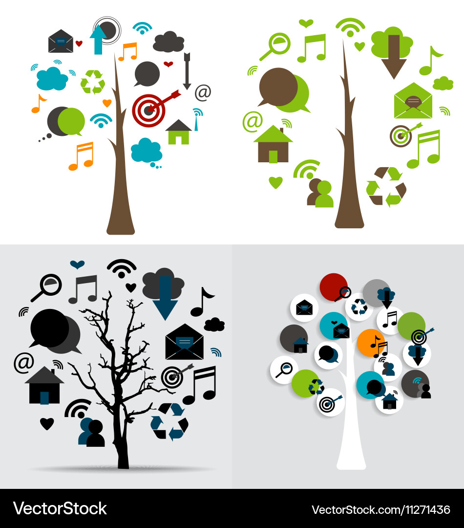 Tree with cloud of application Vector Image