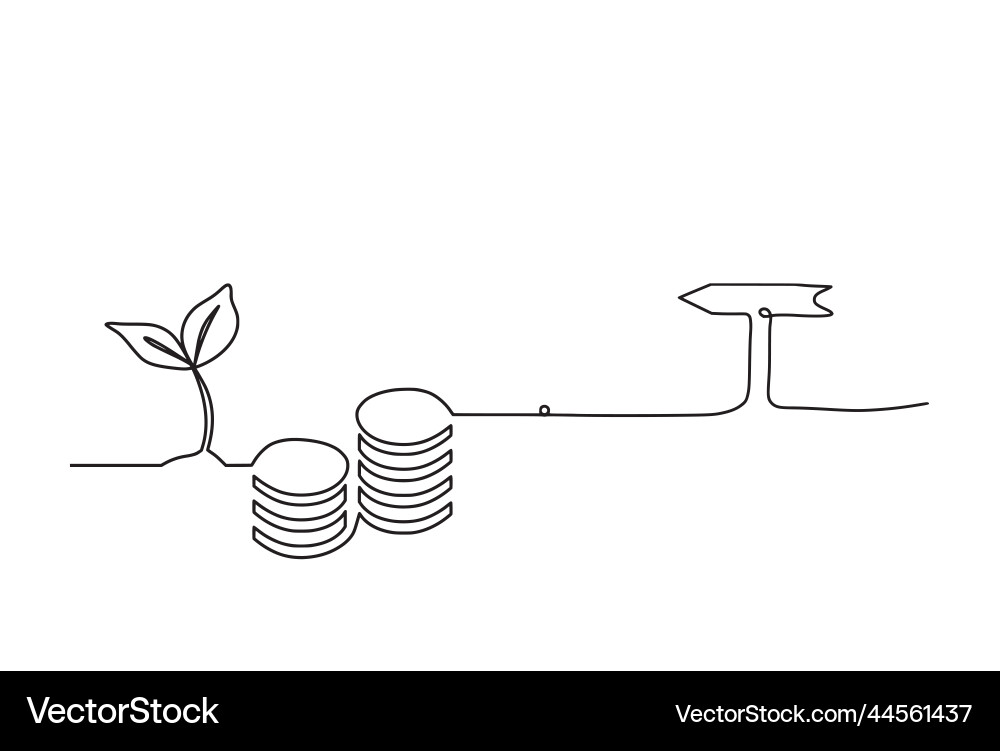 Abstract coins with arrow as continuous lines vector image