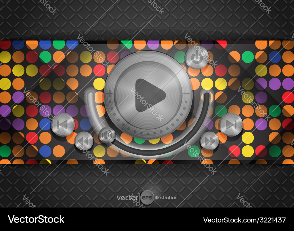 Abstract technology app icon with music button Vector Image