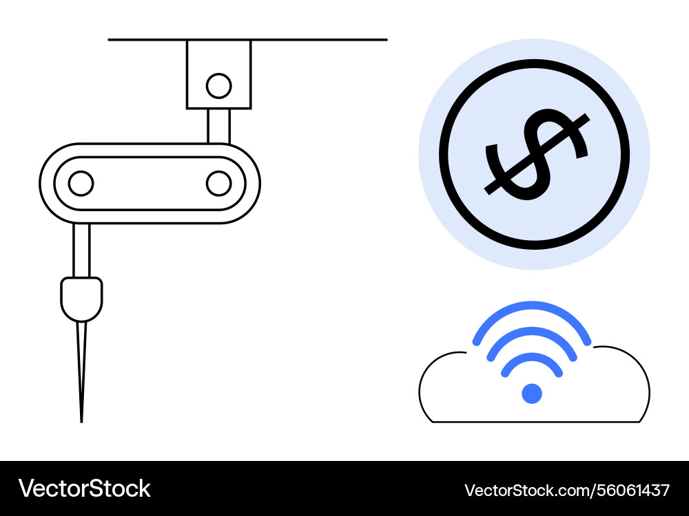 Automated robotic arm with cloud connectivity Automated robotic arm with cloud connectivity vector image