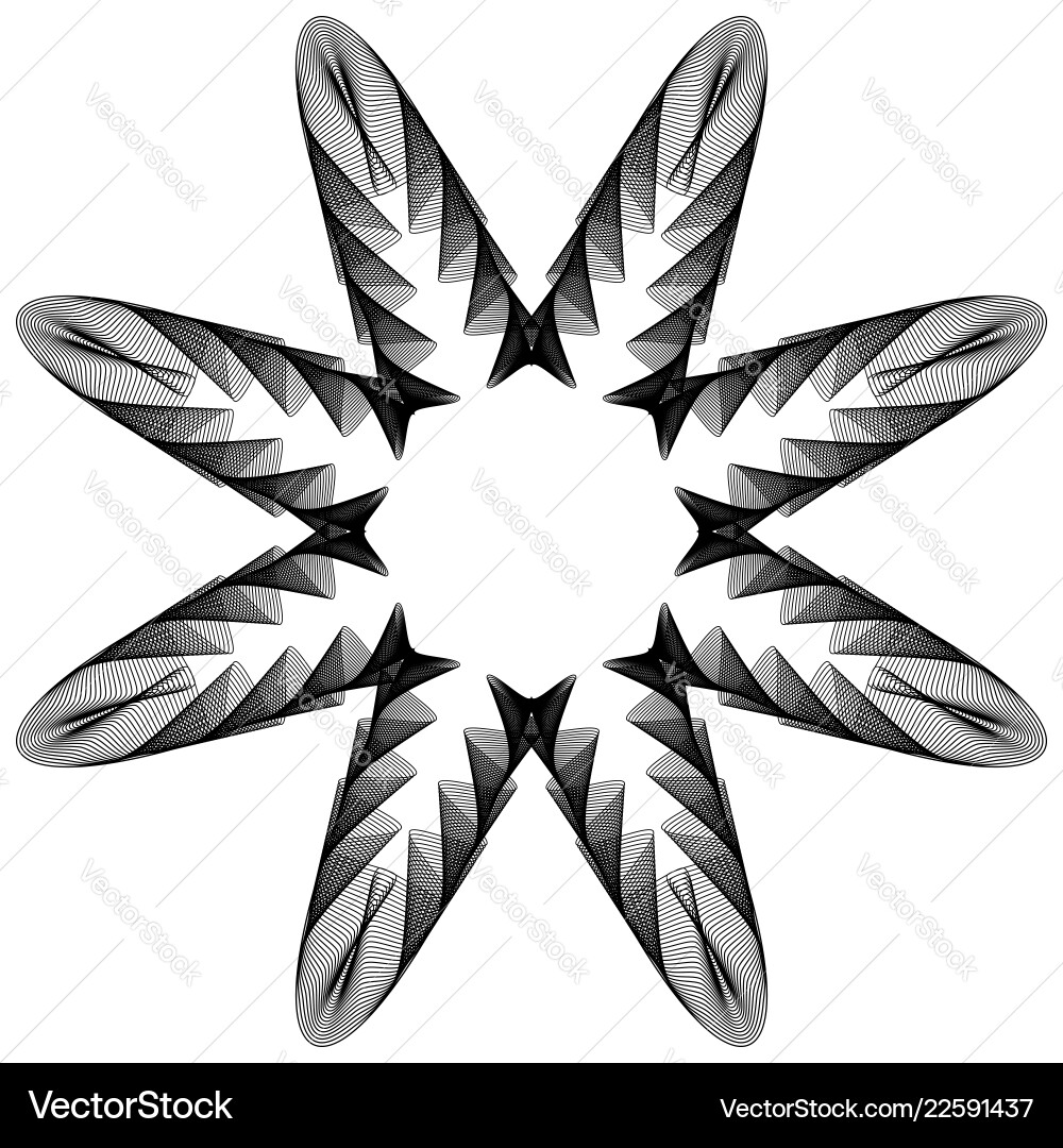 Circular geometric elements rotating radiating Vector Image