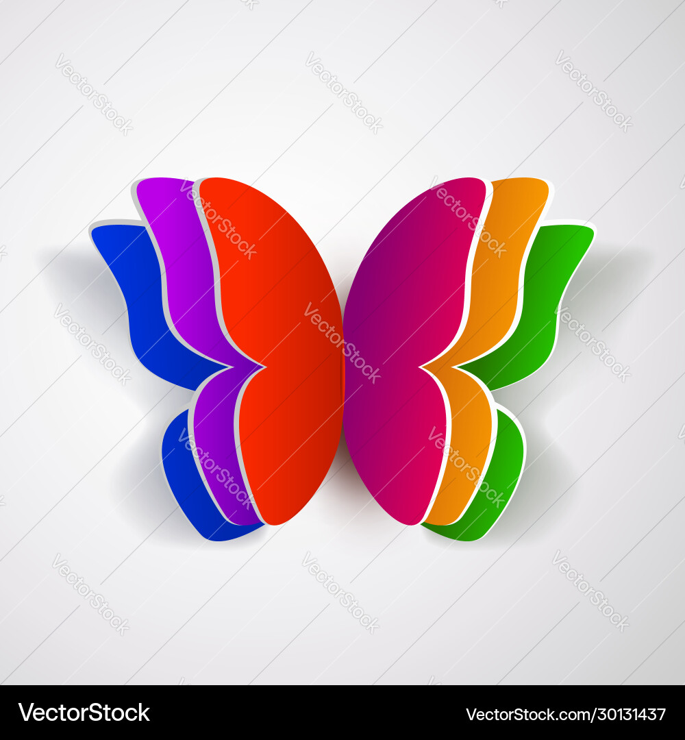 Colorful paper butterfly vector image