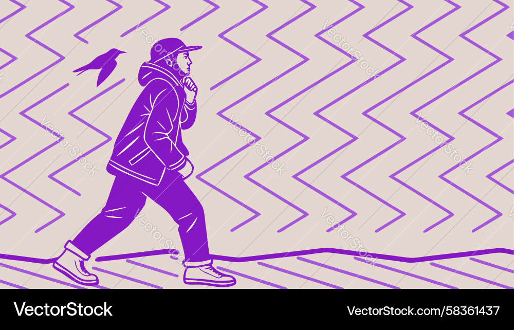 Energetic Runner on Zigzag Path Vector Image