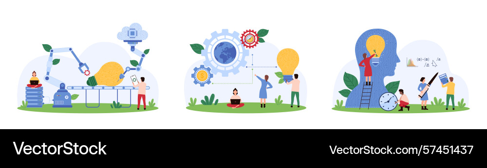 Innovation project development with ai set tiny Innovation project development with ai set tiny vector image