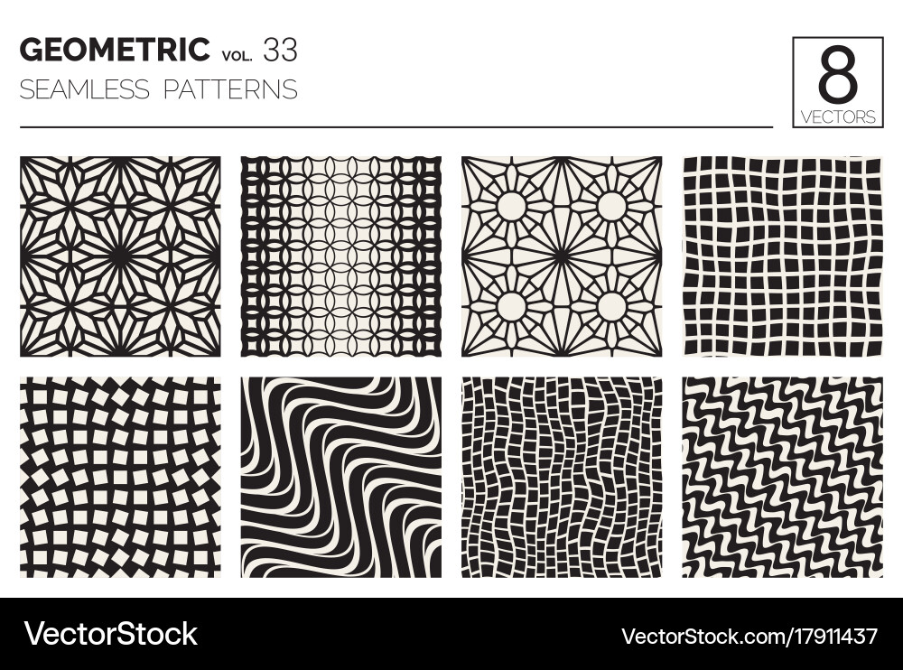 Minimal geometric seamless patterns set vector image