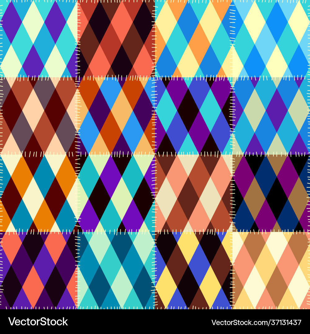 Patchwork textile pattern seamless quilting Vector Image