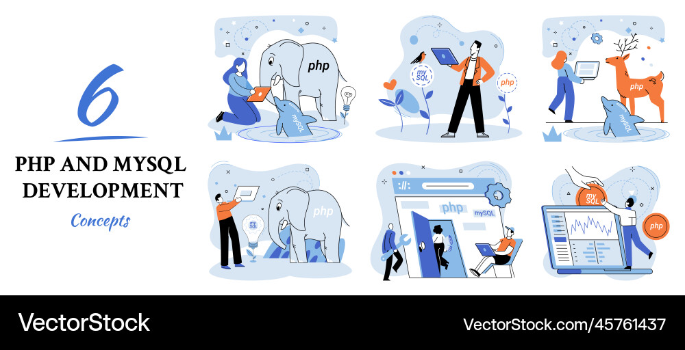 Php and mysql development software website Php and mysql development software website vector image
