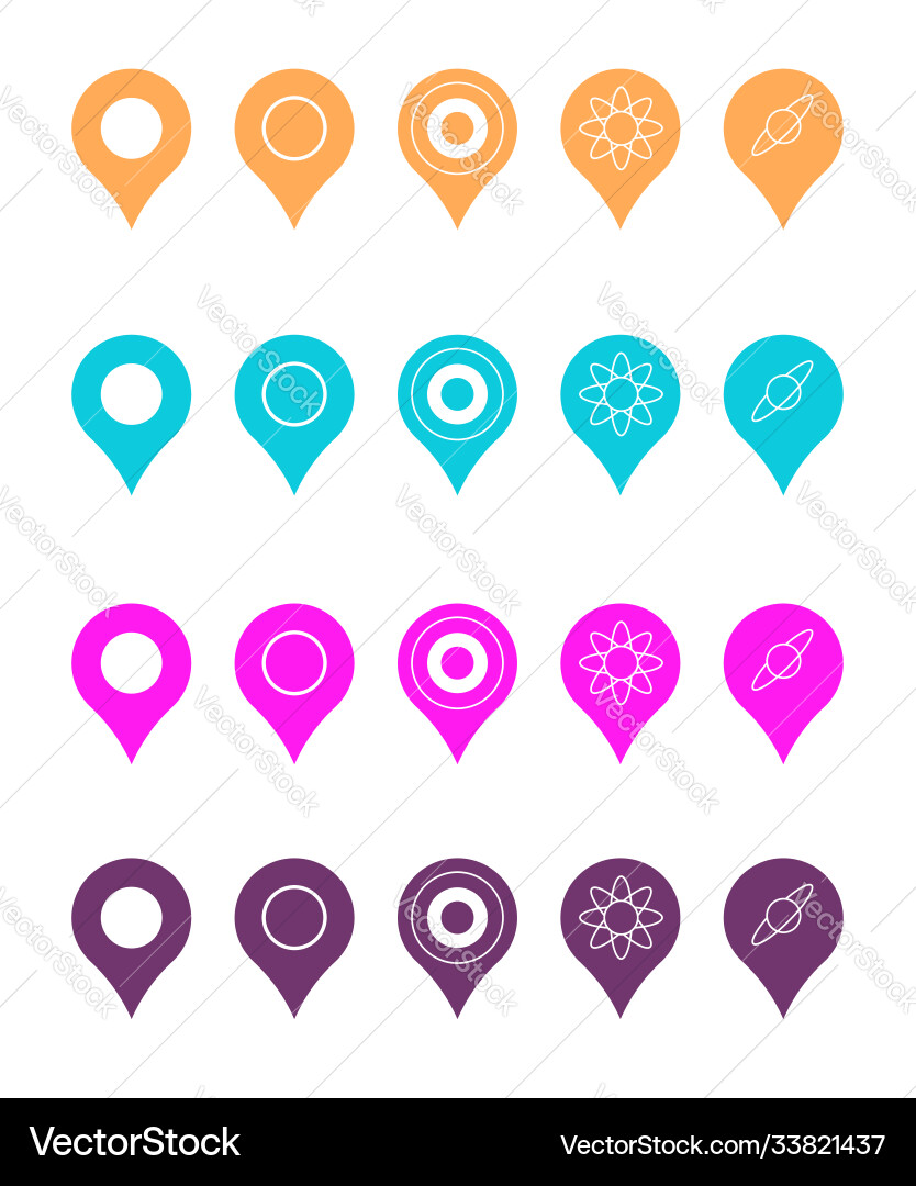 Pins for map location symbol navigation position Pins for map location symbol navigation position vector image