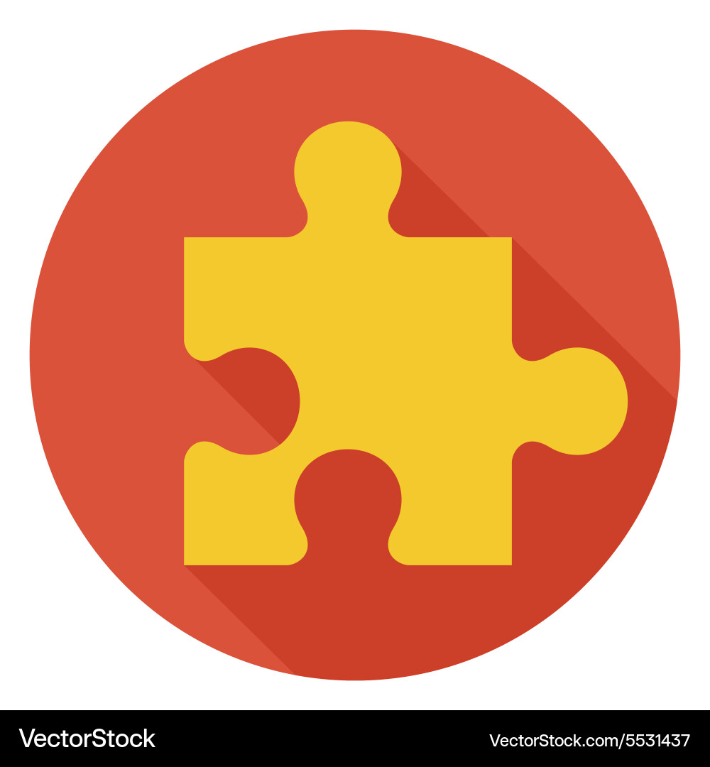 Puzzle Circle Icon with Shadow vector image