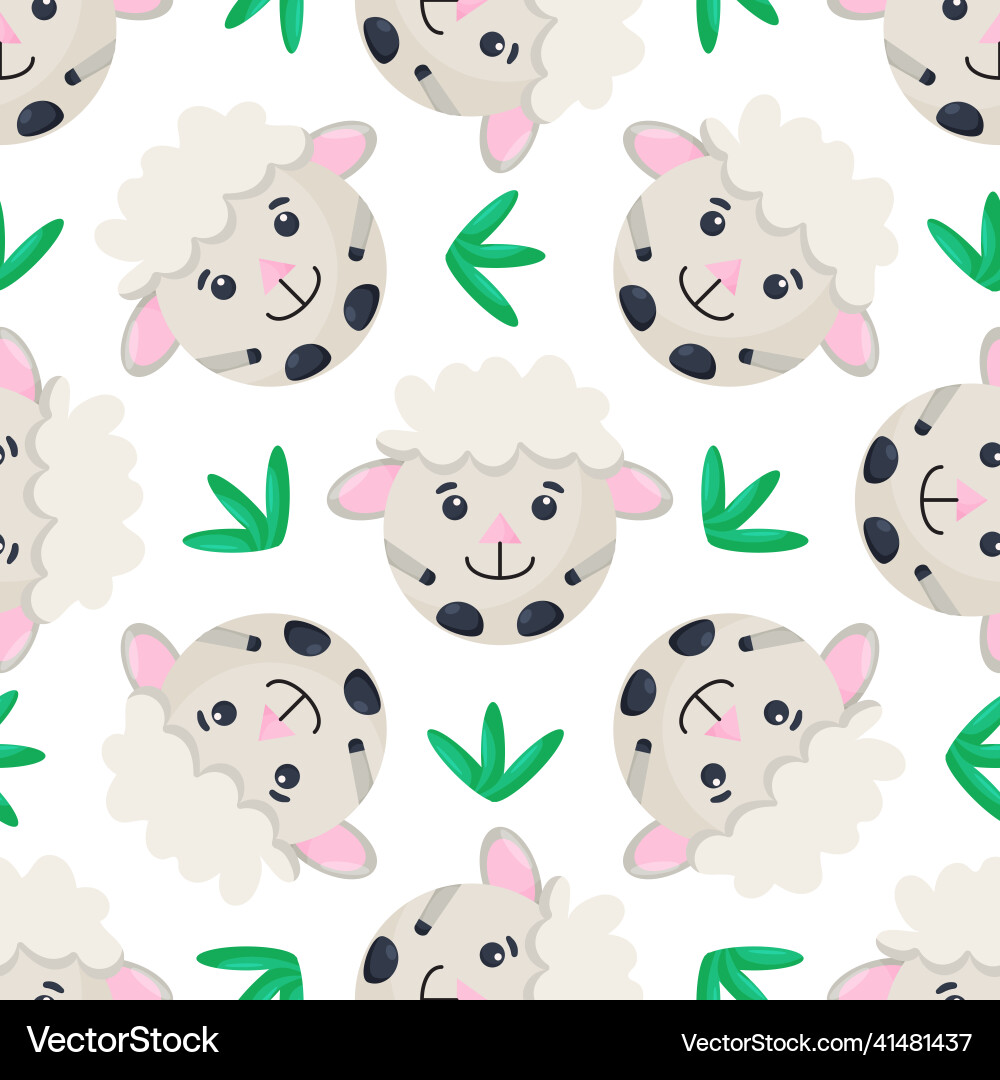 Round sheep seamless pattern background Round sheep seamless pattern background Vector Image