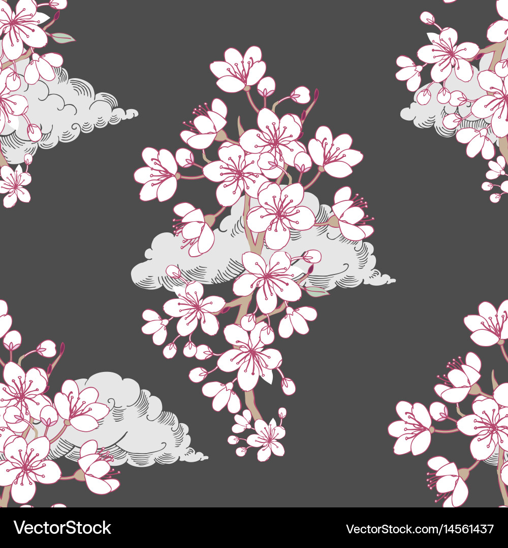Seamless pattern with sakura vector image
