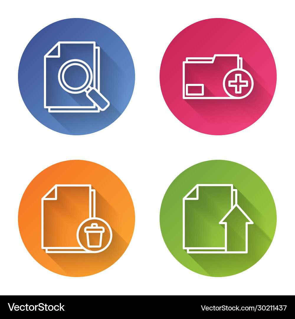 Set line document with search add new folder Set line document with search add new folder vector image