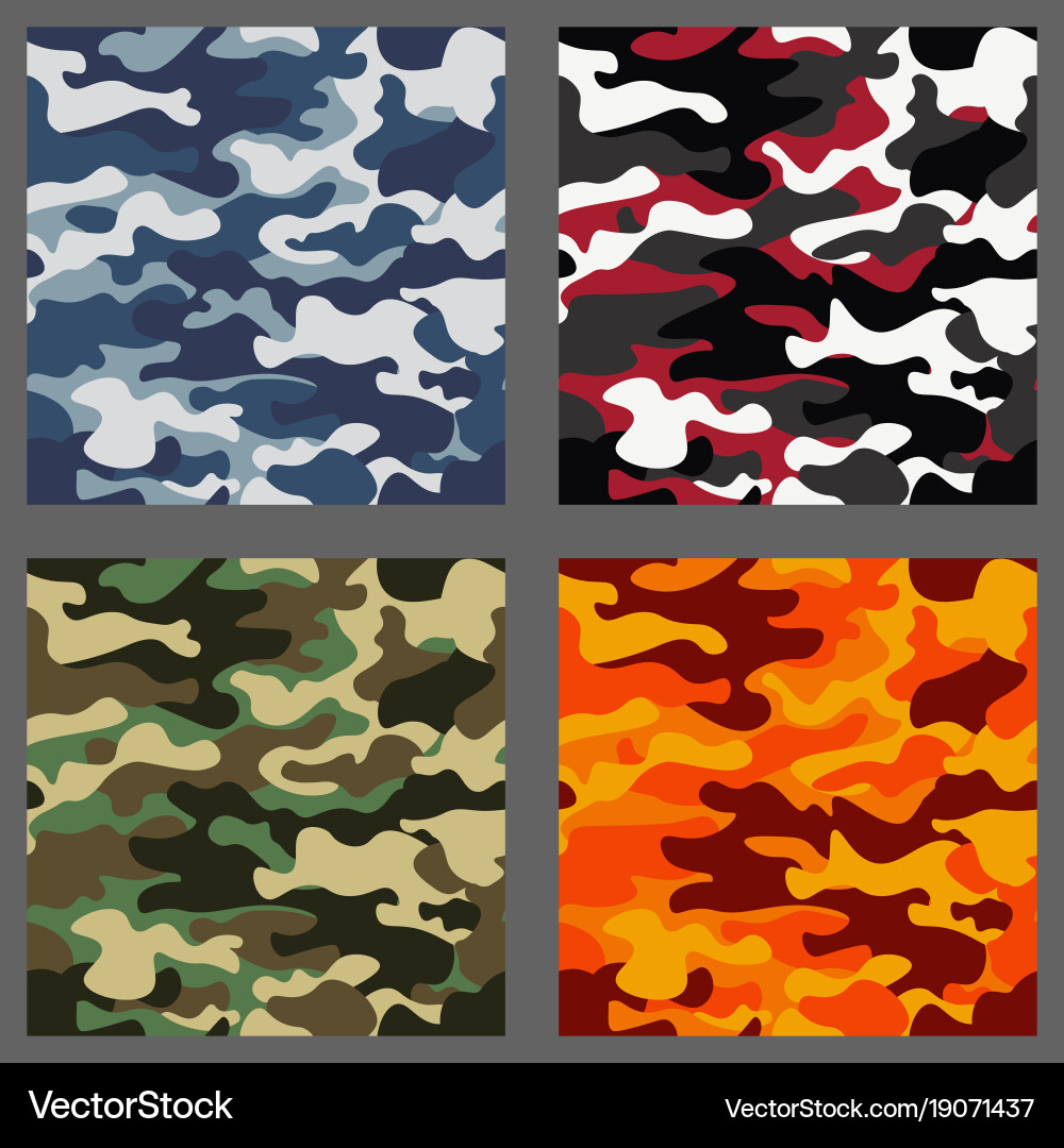 Set of camouflage seamless patterns background vector image