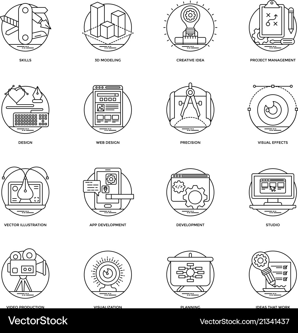 Set of design and development glyph icons Set of design and development glyph icons vector image