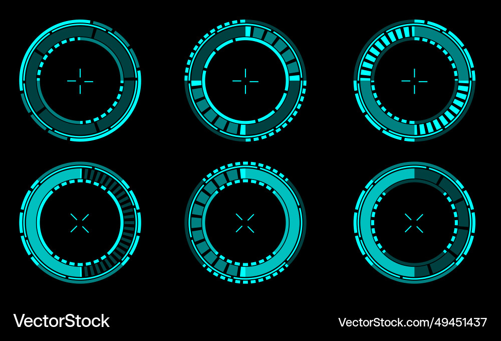 Set of sci fi blue circle user interface elements Set of sci fi blue circle user interface elements Vector Image