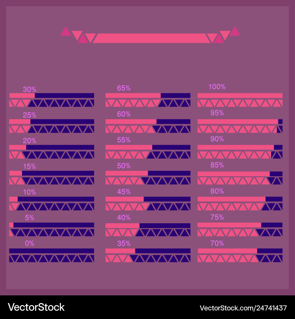 Set progress bars with percentages on scale Vector Image