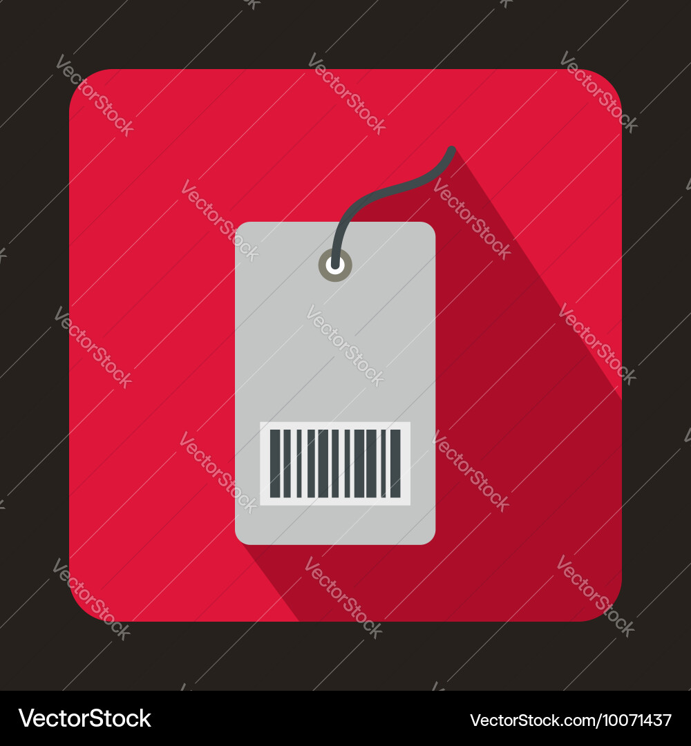 Tag with bar code icon flat style vector image