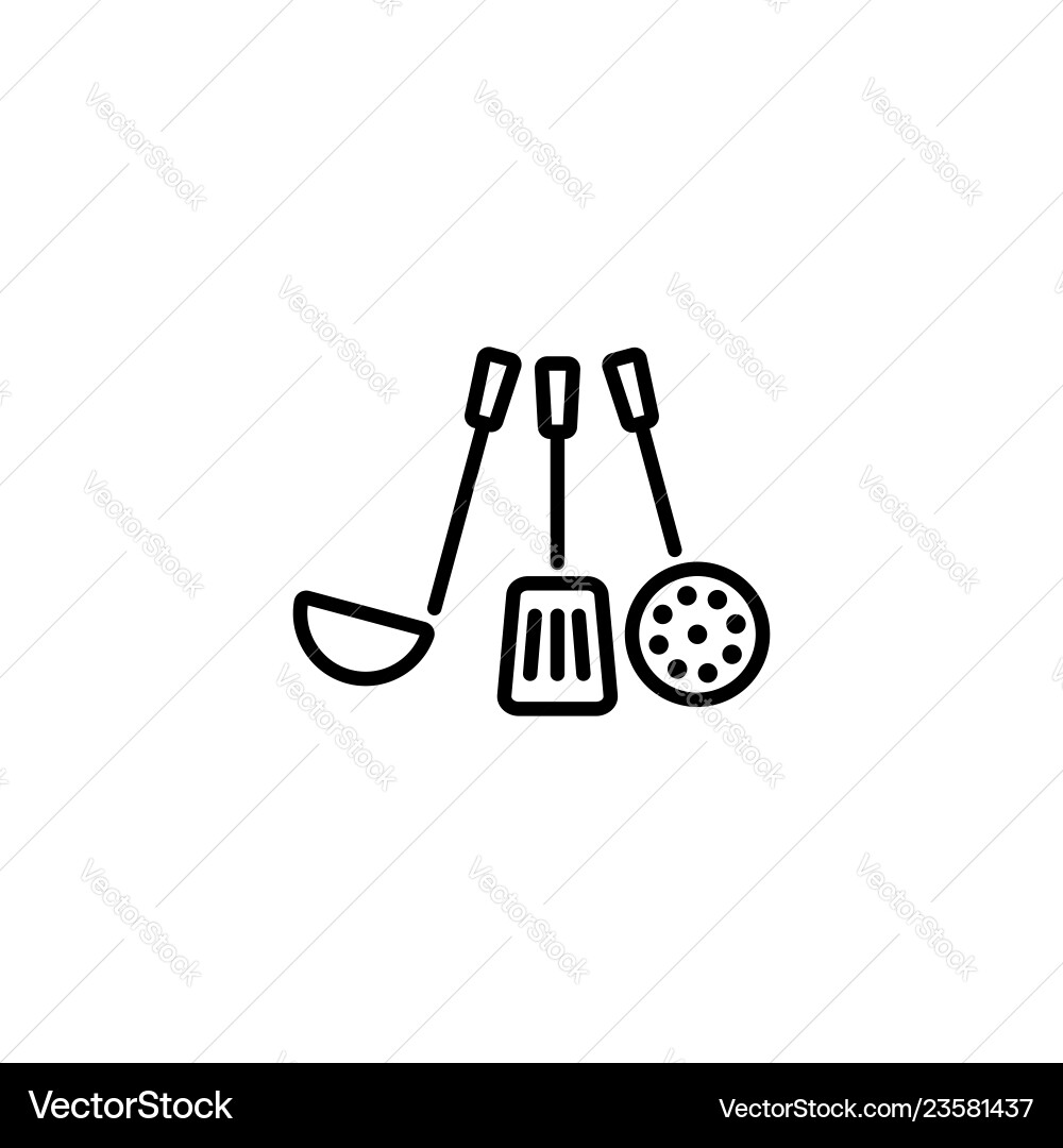 Web line icon ladle skimmer black on white Web line icon ladle skimmer black on white vector image
