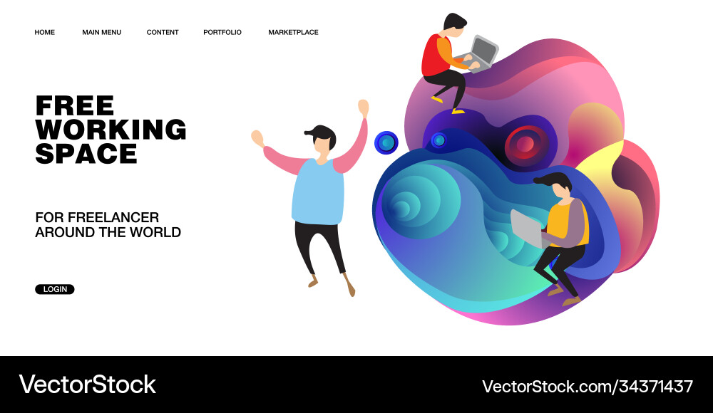Working space and design for website presentation Vector Image