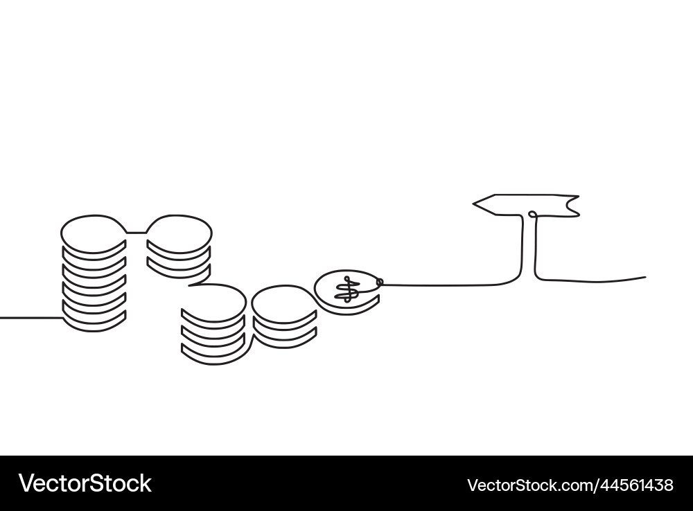 Abstract coins with arrow as continuous lines vector image
