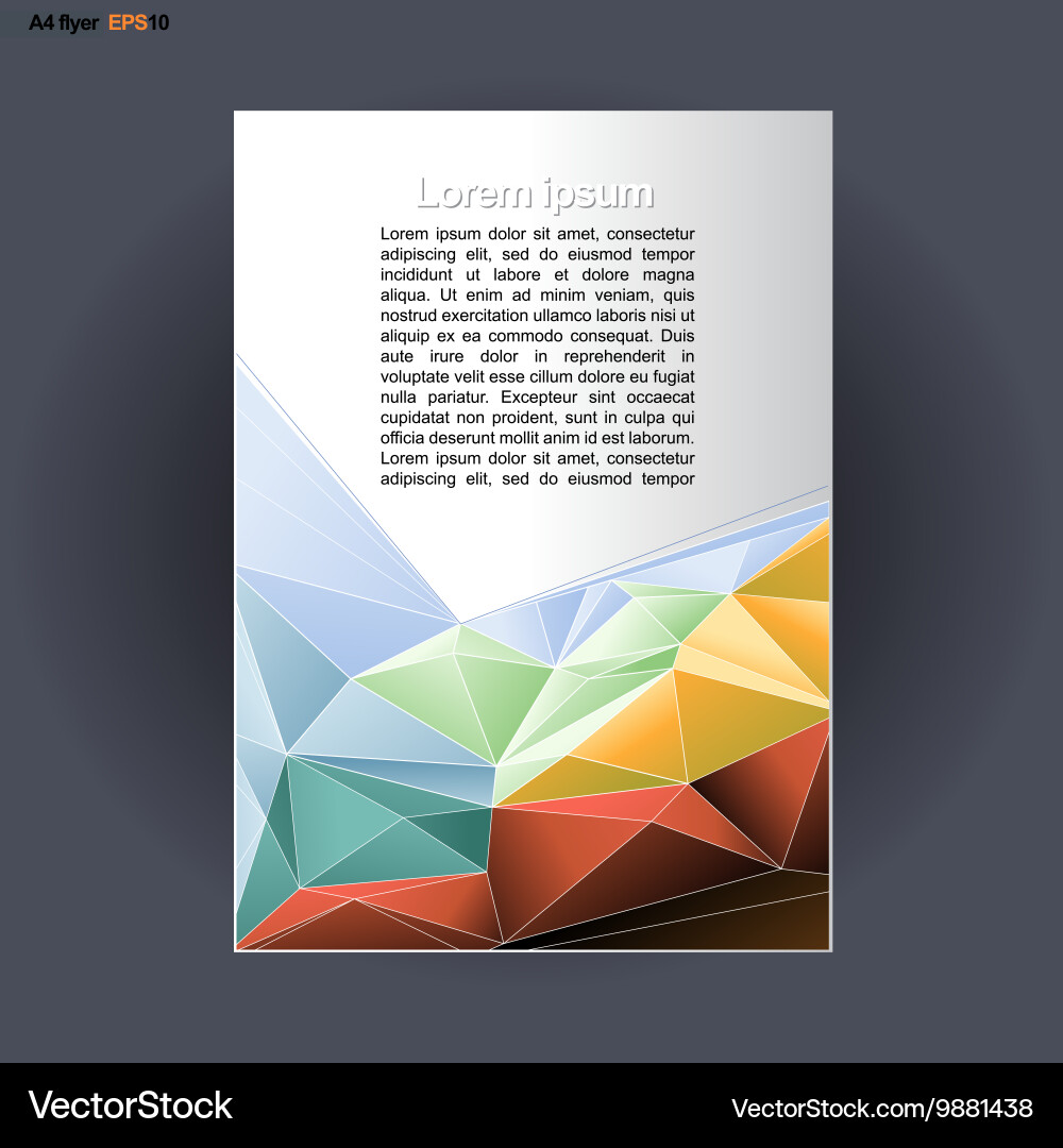Abstract print a4 design with colored triangles Vector Image