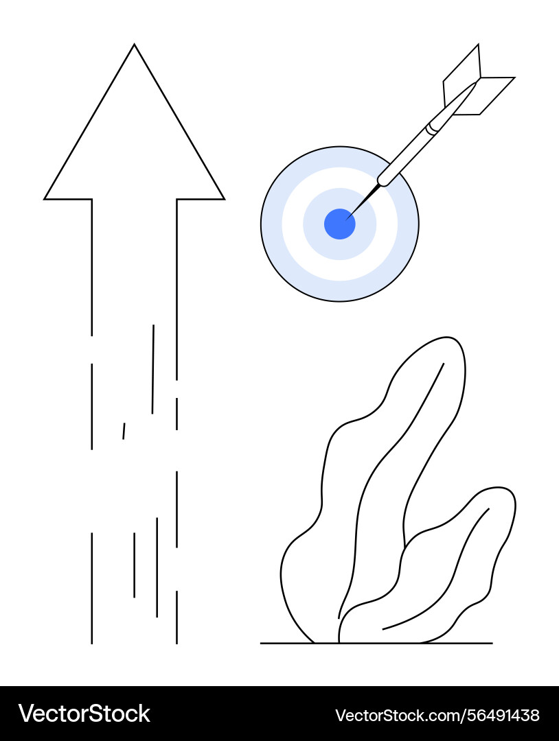 Arrow pointing upwards with a dart hitting Vector Image