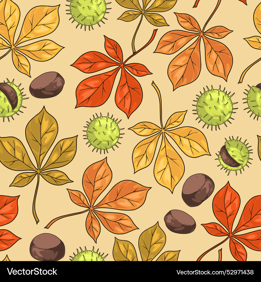 Chestnut tree pattern seamless colorful Chestnut tree pattern seamless colorful vector image