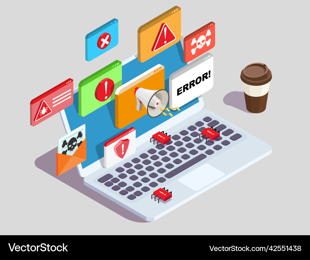 Computer Error & System Alert Vector Image