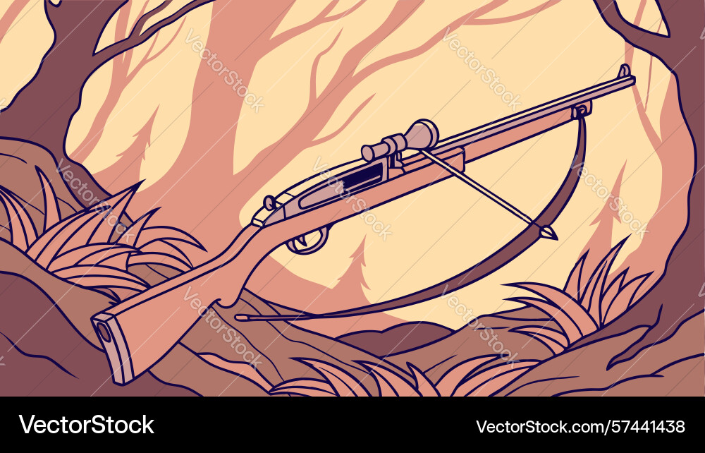 Dynamic crossbow in a fiery abstract action scene vector image