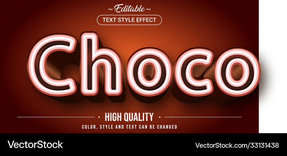 Editable text style effect - chocolate theme vector image