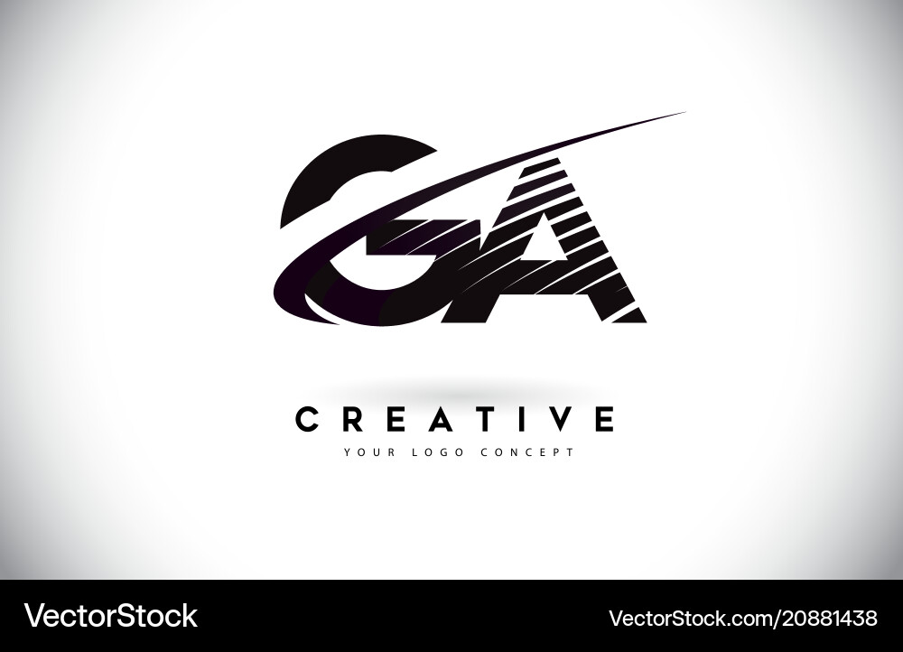Elegantes Ga Letter Logo - Swoosh & Schwarz Vektorbild