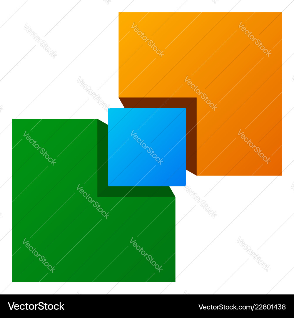 Generic symbol with overlapping squares Generic symbol with overlapping squares vector image