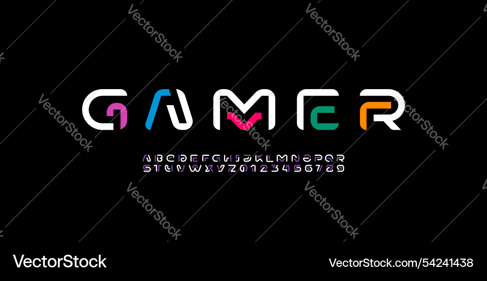 Modern font alphabet from colored segment line Modern font alphabet from colored segment line vector image