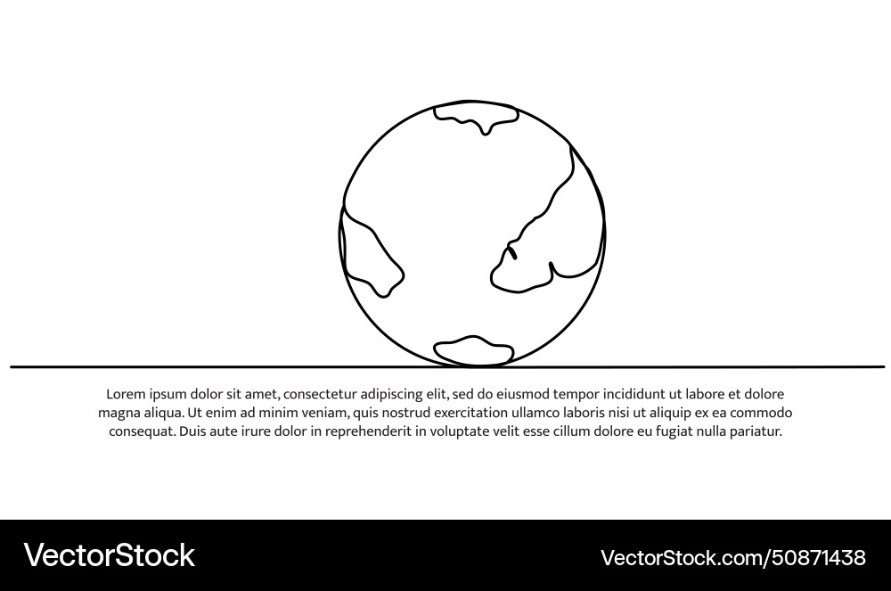 One continuous line of space planet earth vector image