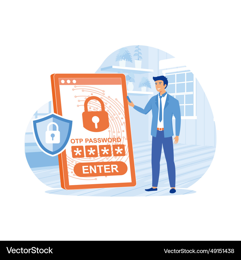 Otp one-time password for secure transaction vector image