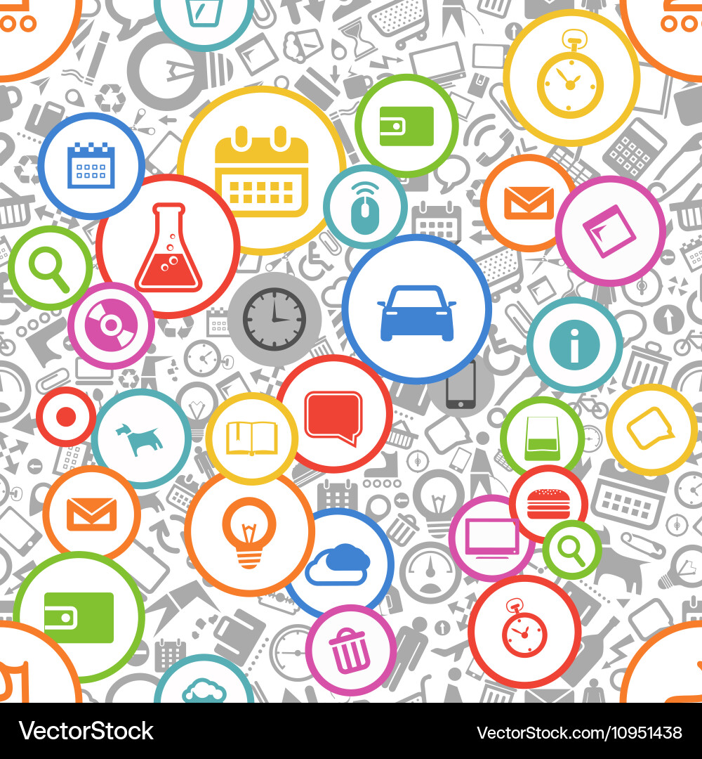 Seamless background of different web icons vector image